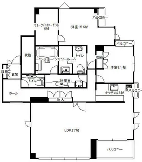 パレス帝塚山【3階】の間取り