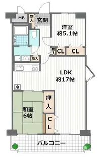 大阪城公園スカイハイツ【14階】の間取り