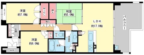 クレヴィア緑地公園ザ・レジデンス【2階】の間取り