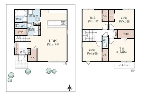 兵庫県尼崎市南塚口町8丁目【一戸建】の間取り