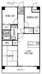 兵庫県芦屋市呉川町【マンション】の間取り
