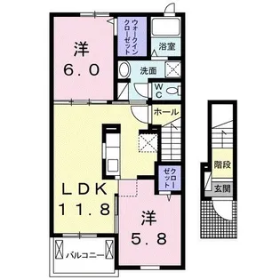 フランボアーズ篠山 Ⅱ【2階】の間取り