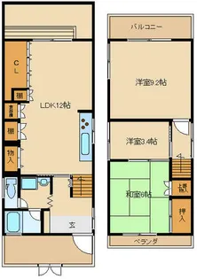 大阪府大阪市淀川区木川東3丁目【一戸建】の間取り