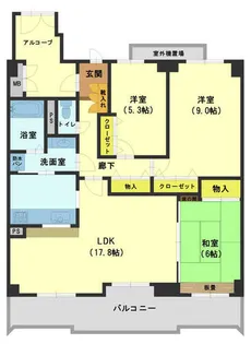 ガーデンコート神戸三田B棟【9階】の間取り