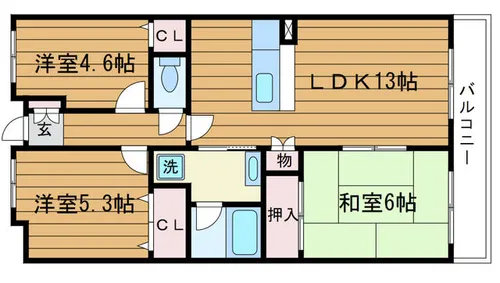 大阪府吹田市五月が丘北【マンション】の間取り