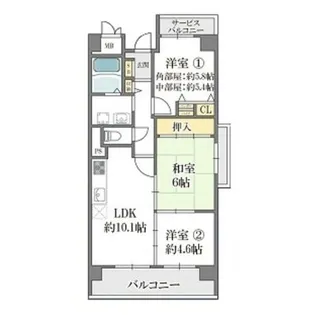 カサグランデ鶴見緑地【4階】の間取り