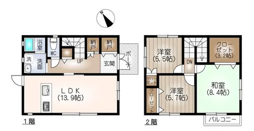 愛知県知多郡美浜町新栄2丁目【一戸建】の間取り