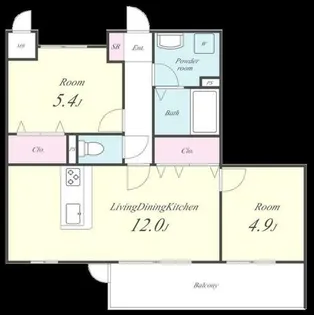 サンライズ百道【1階】の間取り