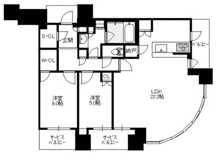 シエリアタワー中之島【21階】の間取り