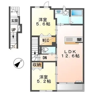 ウィステリア北条【201号室】の間取り