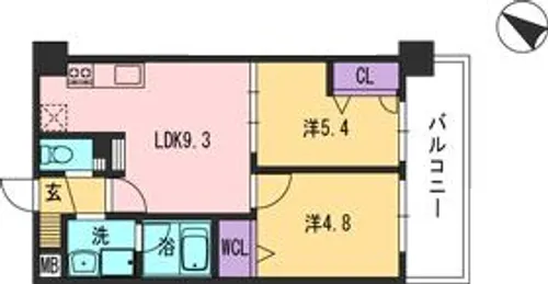 コンダクト福岡東【10階】の間取り