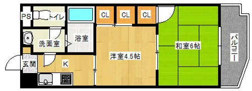イルソーレ上新庄【407号室】の間取り