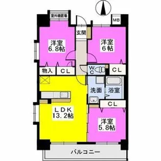 ブランコート筑紫野【6階】の間取り