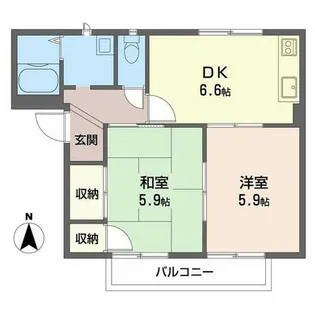サニーハイツ二見【202号室】の間取り