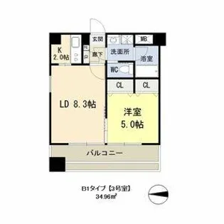 ドゥーエ谷町【0503号室】の間取り