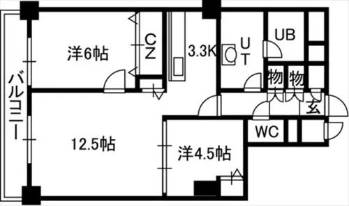 PRIME URBAN札幌 RIVER FRONT【1306号室】の間取り