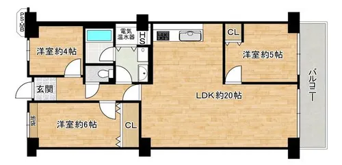 コトーハイツ伏見稲荷C棟【6階】の間取り