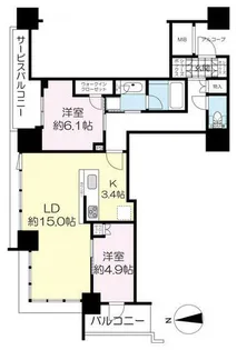 シエリアタワー大阪堀江【9階】の間取り