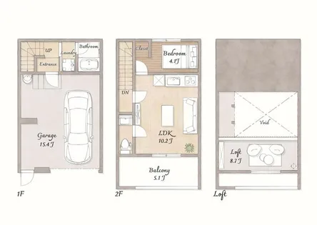 姫路市広畑区蒲田ガレージハウス【1階】の間取り