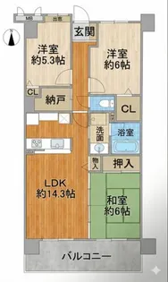 ライフアベニュー城山3番館【6階】の間取り