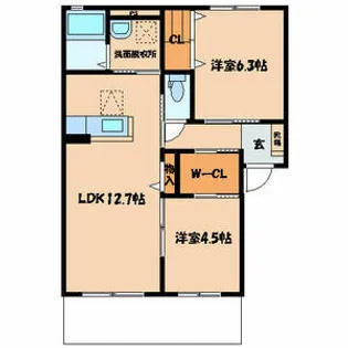 クラヴィエ赤坂A【1階】の間取り
