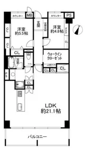 ジークレフ六甲の丘C棟【8階】の間取り