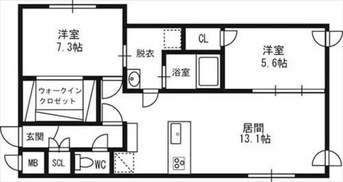 レジデンスサッポロKOULU【501号室】の間取り