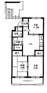 パークハイツ牧野【401号室】の間取り