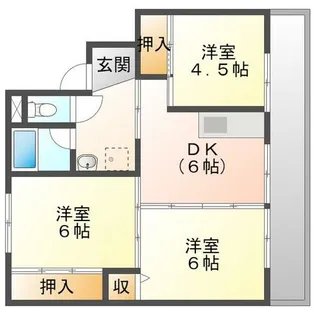 ビレッジハウスいなつき 1号棟【406号室】の間取り
