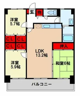 カサグランデ筑紫【7階】の間取り