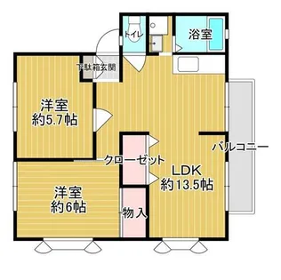 ワンちゃんの飼えるハイツ、ベルメゾン【2階】の間取り