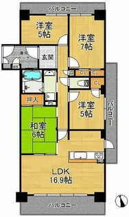 ロワイヤル神屋町【6階】の間取り