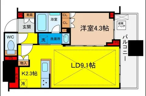 シティタワー大阪本町【15階】の間取り