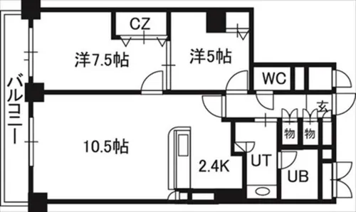PRIME URBAN札幌 RIVER FRONT【2階】の間取り