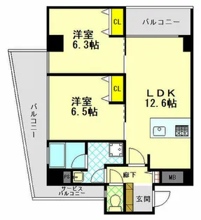 マノワール・ラ山本通【4階】の間取り