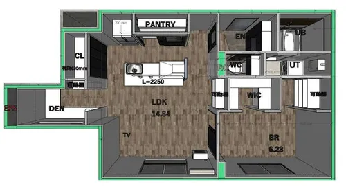 アールフィーノ千歳末広【2F号室】の間取り