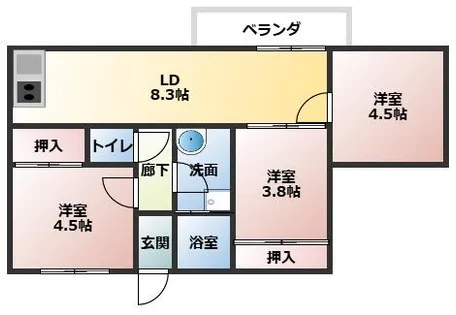 サングレース荒井【104号室】の間取り