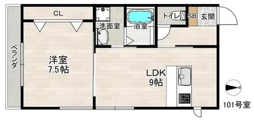 メゾン木の本【101号室】の間取り