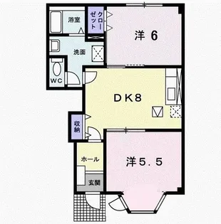 スカイヒルズ原B【1階】の間取り