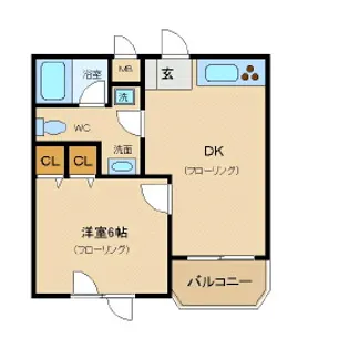 グランゼコールミツフサウス【2階】の間取り