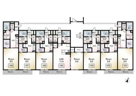 グランドレイク東条【107号室】の間取り