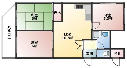 エレガンス松本2号館【401号室】の間取り