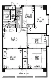 上二十町スカイマンション【3階】の間取り