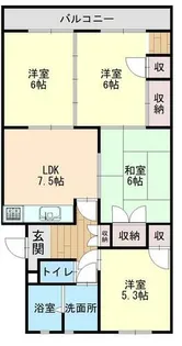 エメラルドマンション陣原D棟 102【1階】の間取り