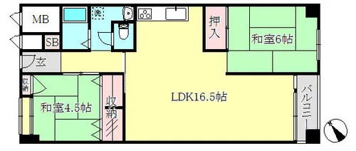 夢野ハイタウン3号棟【9階】の間取り