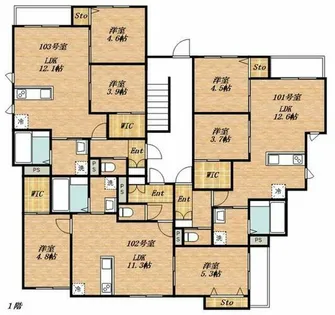 プレガーレ白木原駅前【1階】の間取り
