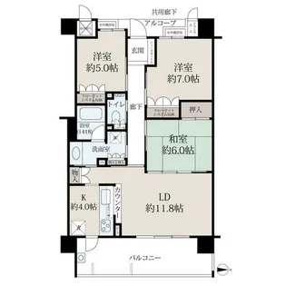 ローレルスクエア学研奈良登美ヶ丘第Ⅱ期【3階】の間取り