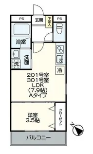 J・プレミアム箱崎【101号室】の間取り