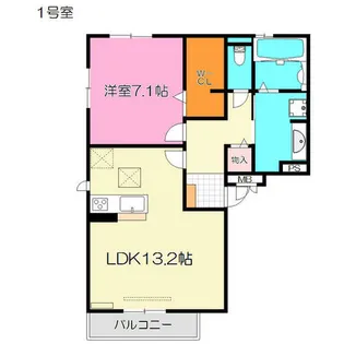 ボヌールK【1階】の間取り