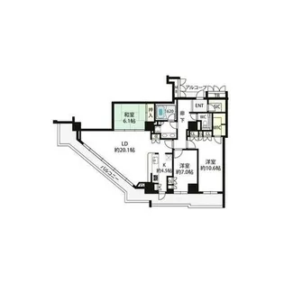 アップルタワー大阪谷町2804号室【28階】の間取り